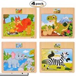 CCLIFE Wooden Jigsaw Puzzles Set for Kids 2-5 Years 12 Piece Colorful Wooden Educational Animal4 Puzzles animal B076WSZJL9